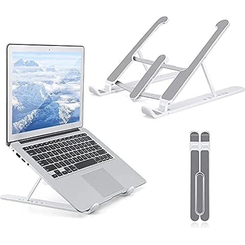 Gomyhom Laptop Stand, Foldable Portable Desktop Computer Laptop Stand, 6-Level Angle Adjustable Height Laptop Mount, Suitable for All Laptops and Tablets Gray Cover