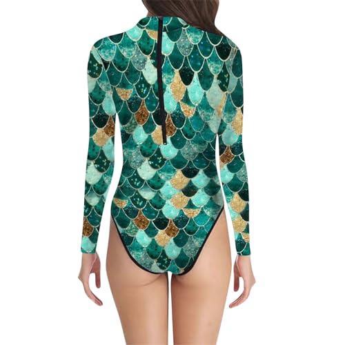 Maillot de bain 1 pièce écailles de poisson vert XXL pour des vacances farniente à la plage
