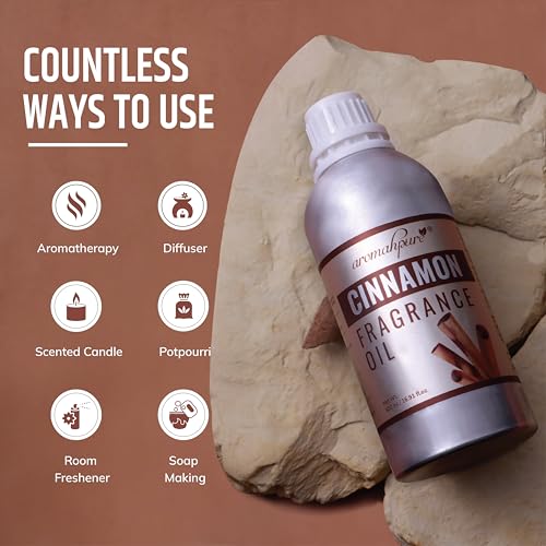 Image of Aromahpure Cinnamon Aroma Oil | 500ml Undiluted & Natural | Long-Lasting Scent for Aromatherapy, Candle & Soap Making, Diffusers, Room Freshener, Humidifier, Bathroom Revitalizer & Home Essentials