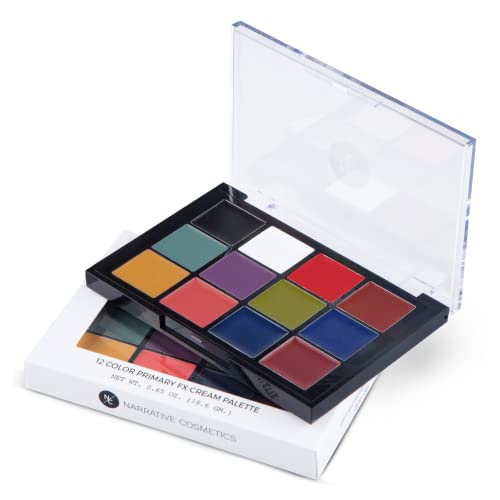 Narrative Cosmetics 12-Color Primary FX Cream Palette, Professional Quick Drying Waterproof SFX...