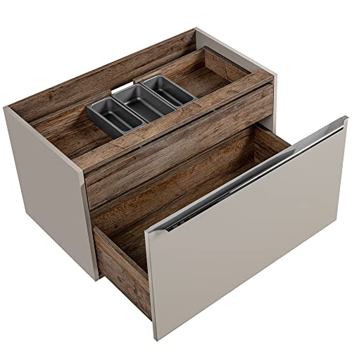 Lomadox Meuble de salle de bain - Meuble sous-lavabo - 80 cm - Couleur taupe - Avec Oak Nb vintage - 2 extraits de fermeture douce - Dimensions (l x H x P) :...