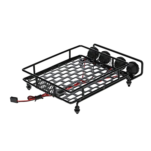 XEBRAD Metal RC Crawler Roof Rack W/ 2 Red White LIGHT Light 1/10, for HSP, D90 Toy Car Roof Rack