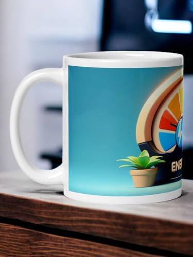 Image of Better Gift Flowers Energy Meter Mug, Round Shaped Multicolor Themed Coffee Mugs, Mug for Gifting, Gifting Items for Family, Friends & Closed Ones