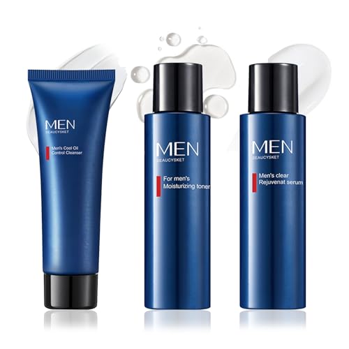 3Pcs Men Facial Gift Box Set Includes Daily Mens Face Wash,Moisturizing Face Toner & Mens Facial Moisturizer