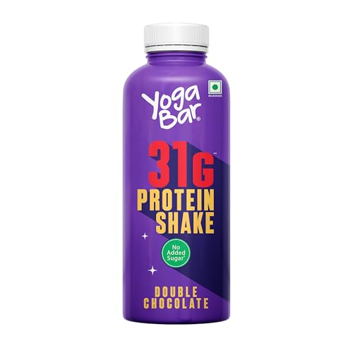 Image of Yogabar 31g Protein Shake - Double Chocolate, No Added Sugar, Low Fat, High Calcium, Ready-to-Drink, 250ml Bottle
