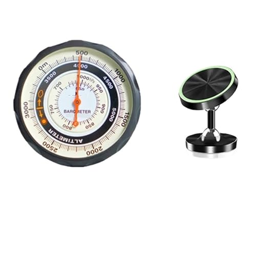 YDYAENIO Barómetros Barómetros de Esfera Redonda de Metal, altímetro mecánico Profesional de Alta precisión, barómetro, barómetro montado en el Coche(Altimeter with Stand)