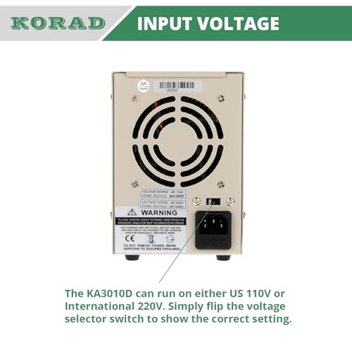 Korad KA3010D Linear Regulated Bench Power Supply Adjustable DC 30V 10A / 300W for Electronics Lab Testing - Low Noise, Digital Display, Memory Presets, CC/CV Operation, Switchable 110 / 220V