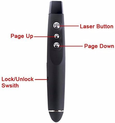 Homeeasy Model (IMR18650) Wireless Remote USB Word Powerpoint Presenter PPT Teach Red Laser Pointer Pen with Slide Changer Controller with USB Receiver, Battery Indicator for Windows (with Carry Box)