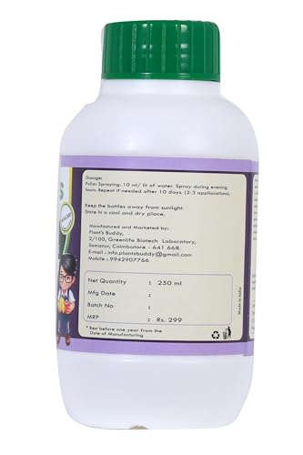 Image of PLANT'S BUDDY Bacillus Thuringiensis Kurstaki Liquid Insecticide for Plants (2x10⁹ CFU /ml) - 250 ml | Organic Insecticide for Plants for Caterpillar Control for Veggies, Fruits & Gardens