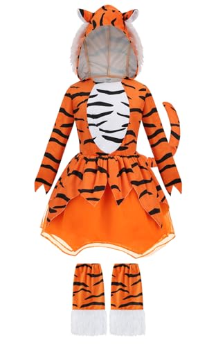 Disfraz de tigre naranja para niñas 8-10 años miniatura 2