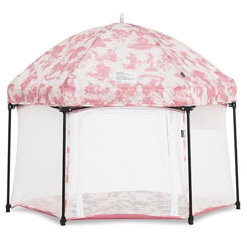 Image of Dream On Me Onyx Playpen Set with Canopy, Baby Playpen, Portable and Lightweight, Playpen for Babies and Toddler, Blush Pink