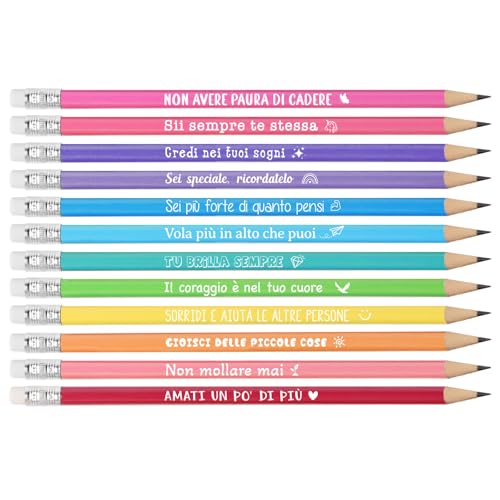 12pcs Lápiz Colores Regalo para Cumpleaños Niños Frases Motivadores en Italiano