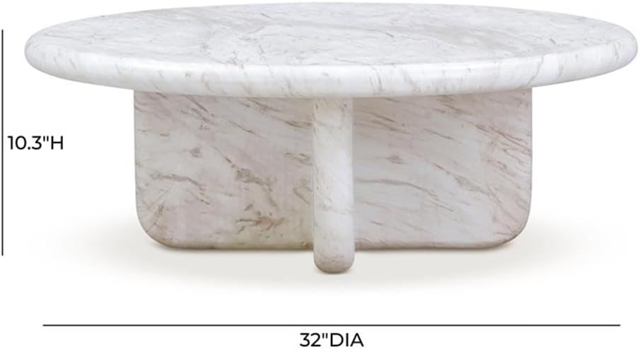 Pemberly Row Nesting Marble Coffee Tables, Fiberglass-Reinforced Concrete, Indoor/Outdoor Use, 2-Piece Set, Modern Design, Marble Finish, 32" and 24" Sizes, Versatile Tables for Living Room or Patio