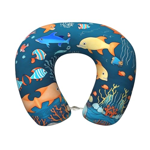 Almohada de viaje espuma viscoelástica U azul 30x25 cm miniatura 1