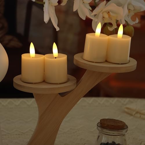 Image of 6 Pack LED Flameless Votives with Built-in Timer Realistic Black Wick Melted Battery Operated Electric Candle Set for Home Party Wedding Halloween Christmas Decorations 1.5 inch D x 2.6 inch H Batteries Incl.