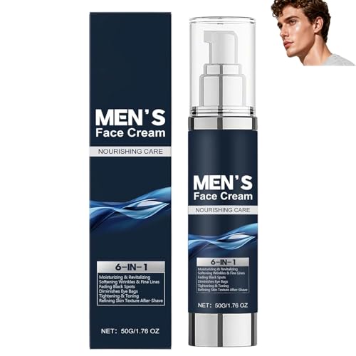6-in-1-Gesichtscreme für Männer, Anti-Aging-Feuchtigkeitscreme für straffere und intensiv feuchtigkeitsspendende Haut, reduziert feine Linien und Falten, beruhigt und pflegt trockene Haut (1pcs)