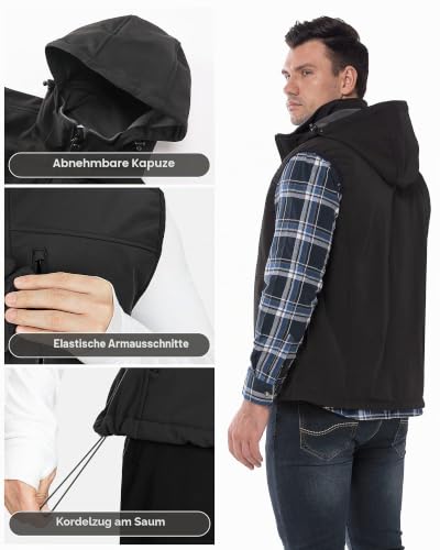 33,000ft Softshell Weste Herren Outdoor Wasserdicht Leicht Arbeitsweste – Bild 4