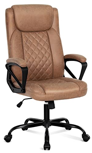 Misolant Office Chair, Executive Desk Chair, Comfortable Computer Chair, Executive Chair Thick Armrest, Big And Tall Office Chair With Adjust Height, Pu Leather Office Chair (Dark Brwon) #TOP8