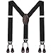 WELROG Herren Hosenträger breit mit Leder Knopfloch - Elastische und verstellbare Länge Y Form mit 6 Tasten für Herren (Schwarz) Baby,Schwarz günstig Kaufen-WELROG Herren Hosenträger breit mit Leder Knopfloch - Elastische und verstellbare Länge Y Form mit 6 Tasten für Herren (Schwarz)