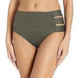 La Blanca Women's Standard Island Goddess Strappy Side High Waist Bikini Hipster Bottom, Olive, 6