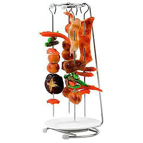 Homeriy Stainless Steel Bbq Kabob Sticks Stand Hanging Vertical Skewer Holder Set With Plate 4 Grilling Skewers Barbecue Tableware Silver 2183259/120929Am78Uk8Dk #TOP2