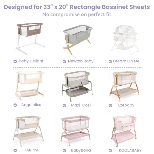Image of Baby Bedside Bassinet Sheets Fitted, 33 inchx20 inch Compatible with Baby Delight Dream On Me & Most Rectangle Bedside Sleeper Bassinet Mattresses, Super Soft Microfiber Purple Mermaid