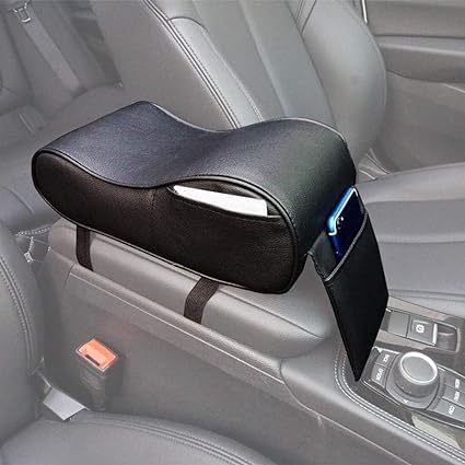 Car Center Console Armrest Pad Soft Memory Foam Pu Leather with Storage Pockets Seat Cushion with Mobile Phone Pocket (Black)-image-39