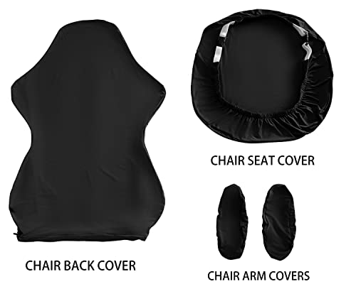 Deisy Dee Slipcovers Cloth Stretch Polyester Chair Cover for Reclining Racing Gaming Chair (Only Chair Covers) (Black)