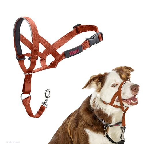 Image of Halti Headcollar for Dogs | Size 2, Burnt Orange | Stop Your Dog Pulling on the Leash | Adjustable, Reflective, Lightweight | Padded Nose Band | Training Collar for Medium Dogs