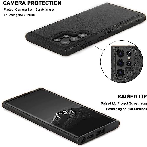 Coque antichoc S22 Ultra en silicone et cuir marron mince