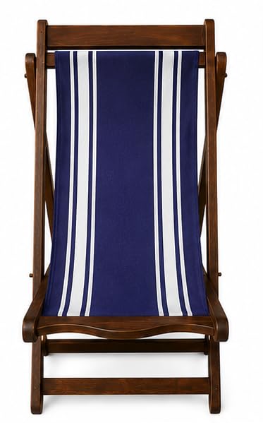 Lounge Chair Replacement Cloth – Pure Cotton Striped Fabric for Folding Beach & Patio Lounge Chairs, Breathable Heavy Duty Chair Sling Cover, Universal Replacement Cloth 130 x 50 cm (Indigo)-image-10