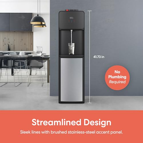 Image of Brio 130SS Series Bottom Load Water Cooler Dispenser, Black+Stainless Steel