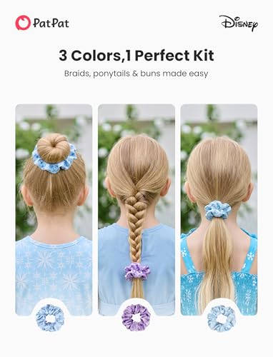 Image of Disney Frozen Scrunchies for Girls, 3PCS Satin Hair Ties & Ponytail Holders, Elsa Hair Accessories for Kids, No Damage No Crease Scrunchies, Birthday Gifts for Toddler Girls