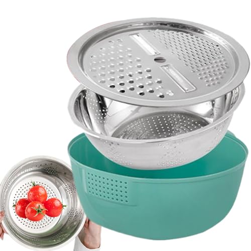 Escurridor Multifunción Para Rallar | Bol Para Mezclar Ensaladas Hogar | Escurridor Apilable Para Ensalada Verdura Arroz Fruta - Cuenca de Drenaje de Acero