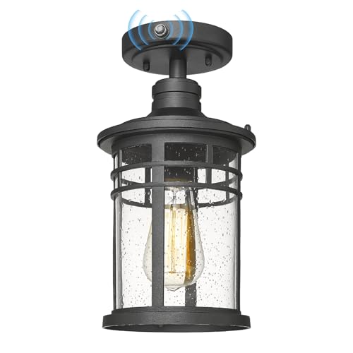 Darkaway Semi Ceiling Light Fixtures, Dusk to Dawn Black Flush