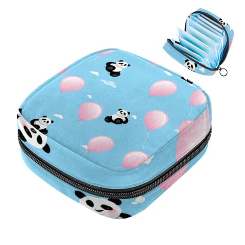 Borsa mestruale,Borsa per tovaglioli igienici,Simpatici panda e palloncini,Porta tamponi per borsa