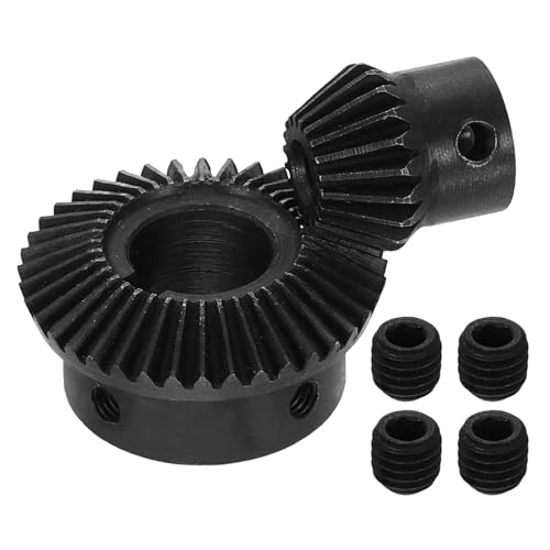 Image of uxcell 2Pcs Tapered Bevel Gears Set, 1 Mod 1:2 (20T /40T) Harden Steel Straight Bevel Gear, 90 Degree Steering Motor Gears, (5mm /16mm Shaft Hole with Keyway)