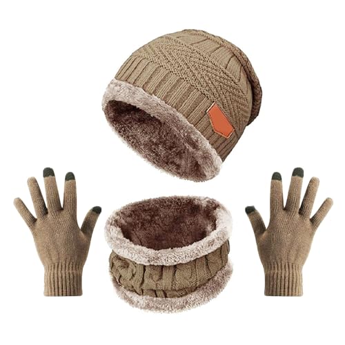 Vintermössa halsduk handske – 60 cm termisk varm stickad mössa, allmänt använt | stickad skalle keps halsduk set med lätthet, varm slapp mössa snö kit för män kvinnor skidåkning skridskoåkning pulka