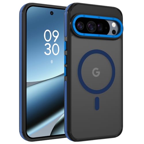 VENINGO Magnetic for Google Pixel 10 Pro XL Case,Upgraded[14FT Military Grade Protection][Fit for MagSafe&Pixelsnap] Slim Translucent Matte Shockproof Phone Case with Side Grippy Stripes, Blue