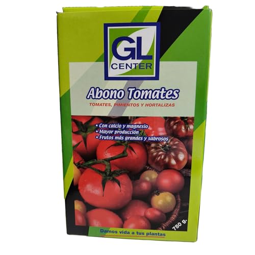 Abono para tomates, pimientos y hortalizas 750g - GL Center. Con calcio y magnesio. Mayor producción. Frutos mas grandes y sabrosos. Listo para usar. Formato granulado