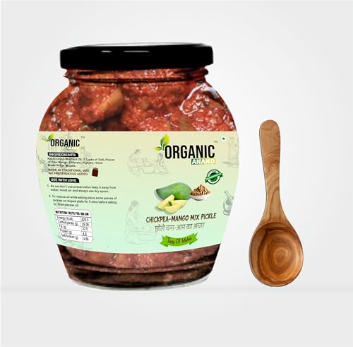 Image of Organic Anand Homemade Chickpea Mango Mix Pickles 350gram Traditional Chana /Chhole Aam ka Achar, Flavourful Delicious (350gm-Pack of 1)