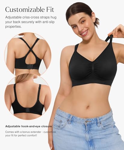 Image of Popilush Wireless Bras for Women Seamless Supportive Bra Full Coverage Comfortable Bralettes with Wide Strap