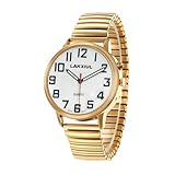 LAKXIUL Reloj parlante inglés con números grandes, anuncio de hora y fecha, correa telescópica de acero inoxidable, reloj despertador (GT81)