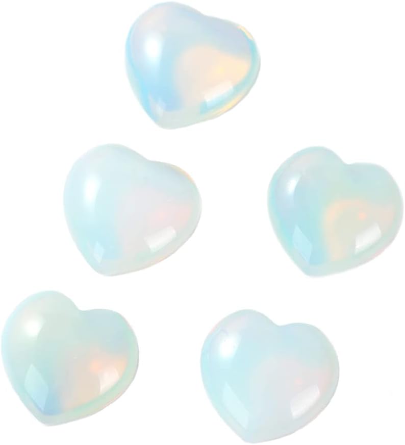 always885PCS Heart Crystal Stones Thick Rose Quartz Opal Palm Tiger's-Eye Healing Crystal Natural Polished Love Shaped Pocket Stones, Reiki Gemstone Energy Balancing Meditation Gift 0.99X0.99X0.47 inch