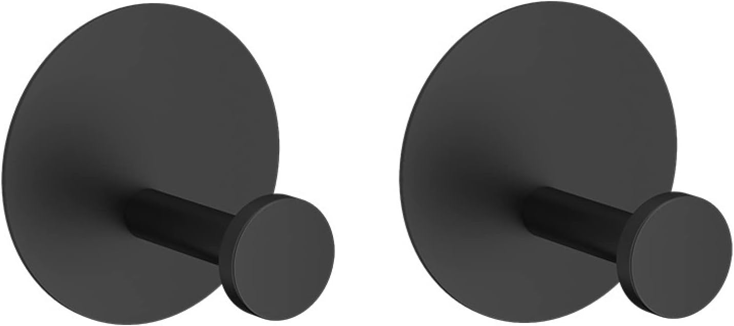 Wall Hook，Door Hook, Coat Hooks 2Pcs Multi-Style 304 Stainless Steel Sticky Hook Kitchen Bathroom Toilet Coat Hook Towel Hook Type B Black(Silver)