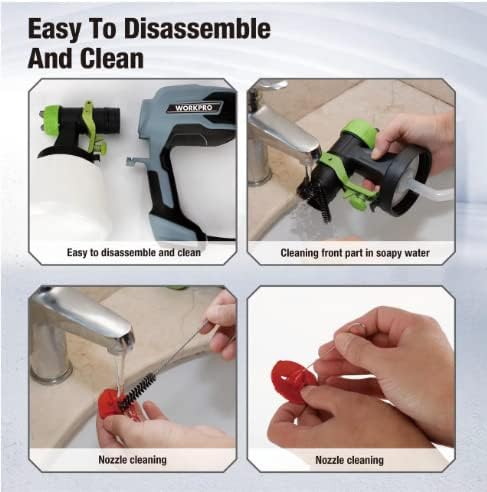 Steps for disassembling and cleaning the WorkPro Plus Electric Paint Sprayer