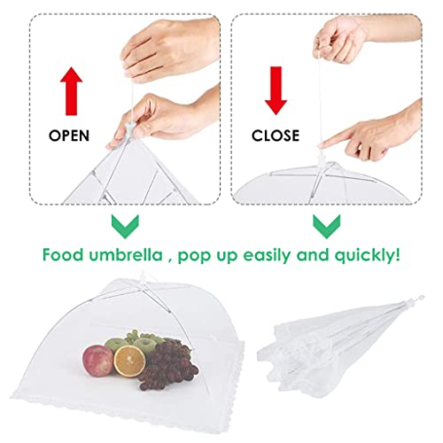 Image of HASTHIP Food Cover Net, 4 Pack 17 Inch Pop-Up Mesh Umbrella Reusable | Protects Meals from Flies and Bugs, Reusable Mesh, Collapsible Design, for Picnics, Parties and Barbecues