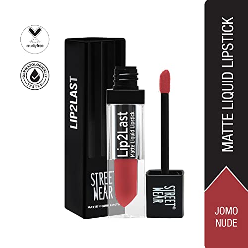 Image of STREET WEAR Lip2Last Matte Liquid Lipstick -JOMO Nude (Nude) - 5 ml - Transferproof, Smudgeproof, Mask Friendly, Non-Drying Formula, Enriched With Vitamin E - Lasts AM To PM! (Pack of 2)