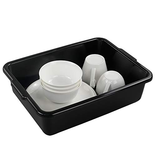 Fiazony Small 8 L Commercial Tote Box, Rectangle Utility Bus Tubs, 4-Pack, Black #TOP4