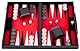 Engelhart - 250510 - Großes Luxus Backgammon 18 Zoll - Schwarz - 45 cm - Kunstleder - Filzeinlage - Perlmutt-Würfel & Spielsteine + 2 Becher - Strategiespiel - Profi & Freizeit